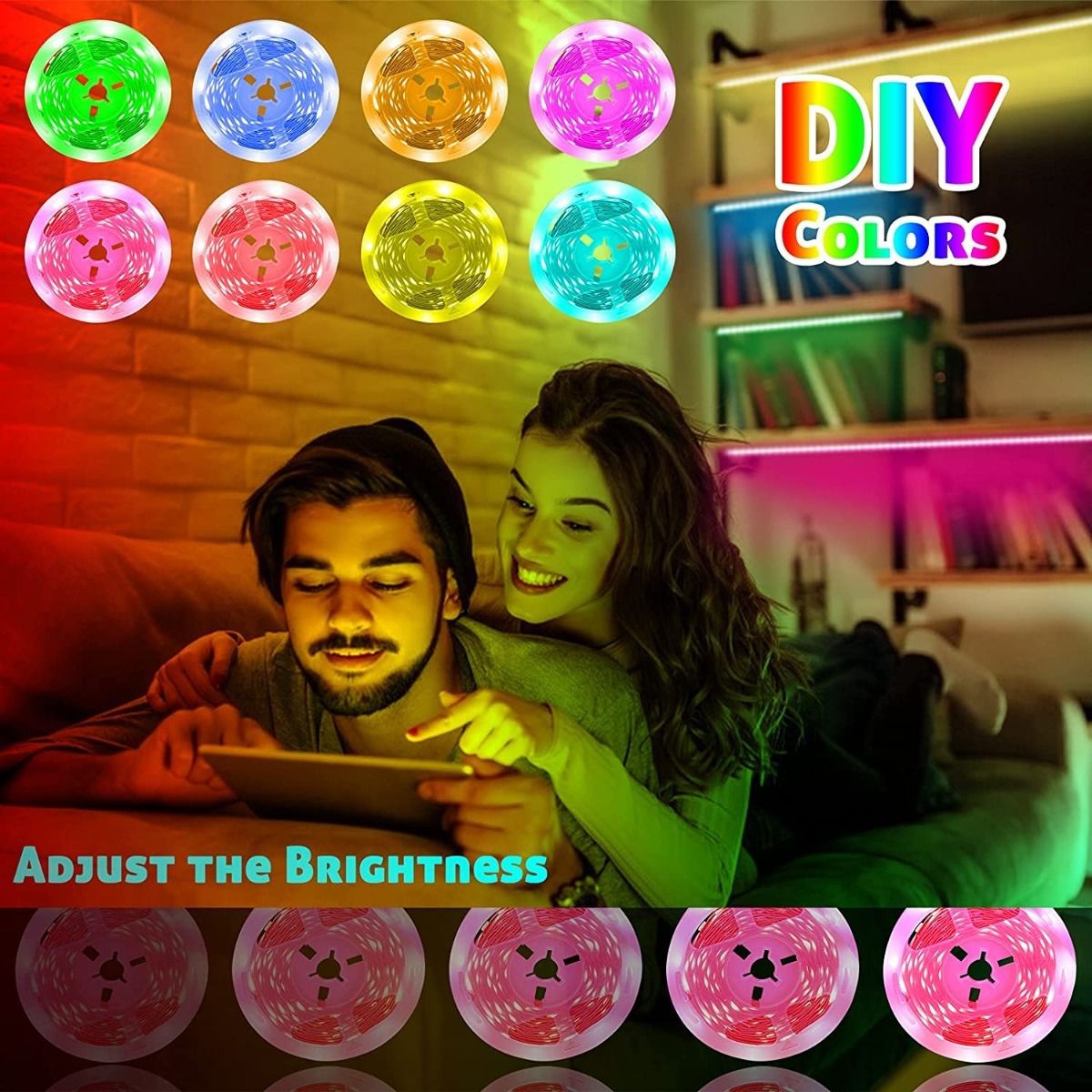 Tira de Luces LED RGB 32.8 Pies con Control Remoto 44 Teclas - Multicolor