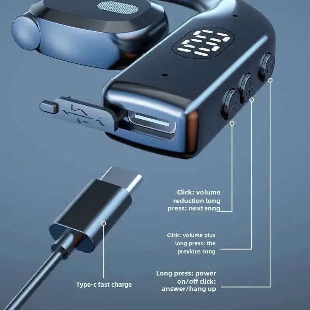 Auriculares Inalámbricos con Ganchos para Las Orejas - Auriculares Inalámbricos con Diseño De Gancho para La Oreja - Pantalla De Batería Resistentes Al Agua Y Al Sudor para Deporte Natación