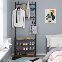 Rack Zapatero Perchero 4 En 1 Negro