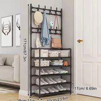 Rack Zapatero Perchero 4 En 1 Negro