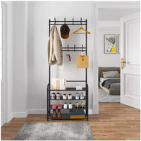 Rack Zapatero Perchero 4 En 1 Negro