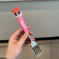 Tenedor y cuchara de acero inoxidable de Las Chicas Superpoderosas