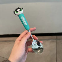 Tenedor y cuchara de acero inoxidable de Las Chicas Superpoderosas