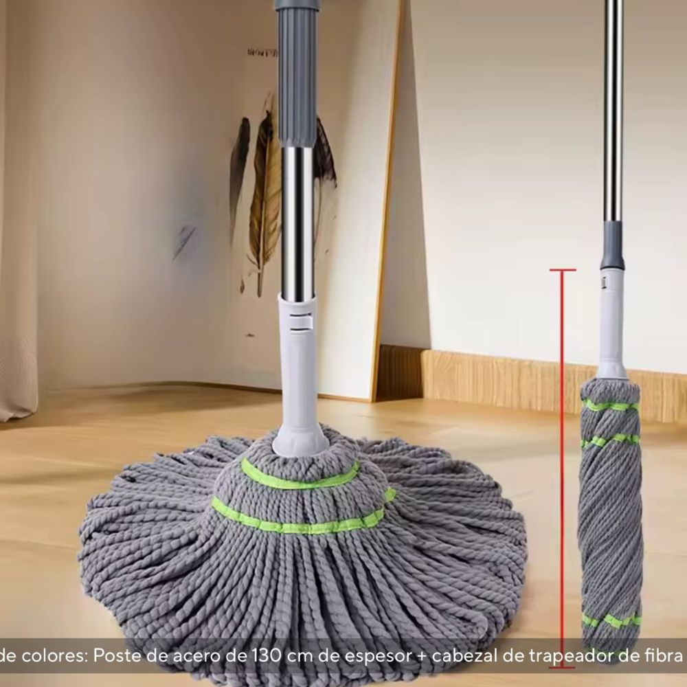 Trapeador Giratorio Automático 59" + 2 Cabezales Extra 