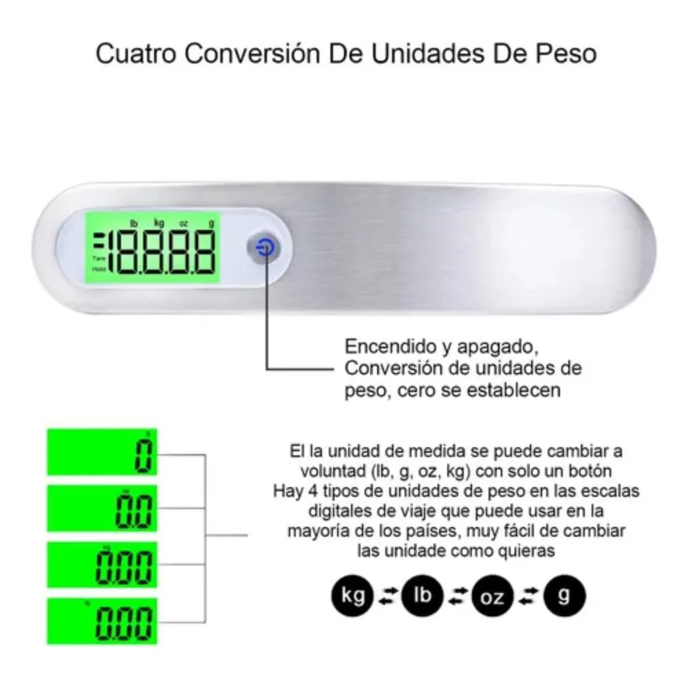 Bascula De Equipaje Balanza Digital Led Portatil 110Lb 50 Kg