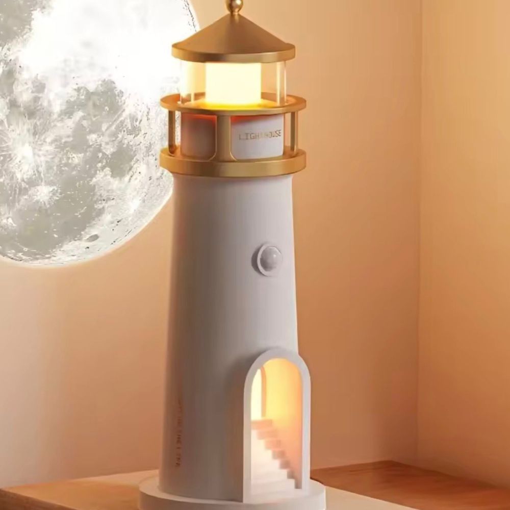 Lámpara farol con proyección de la luna.